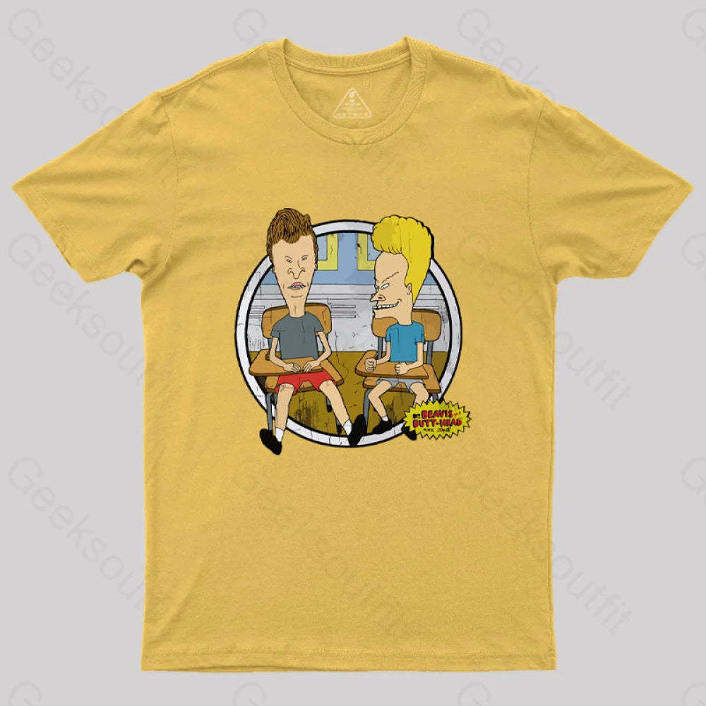 Beavis And Butt Head Classroom Portrait Nerd T-Shirt Yellow / S