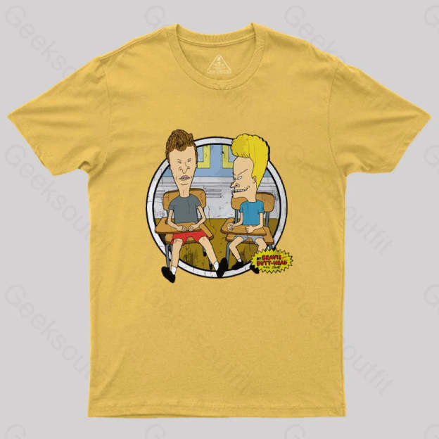 Beavis And Butt Head Classroom Portrait Nerd T-Shirt Yellow / S