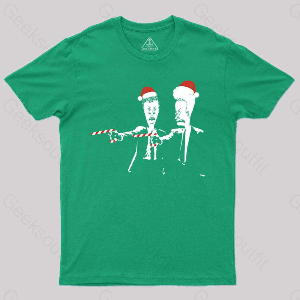 Beavis And Butthead Pulp Fiction Merry Christmas T-Shirt Green / S Yc