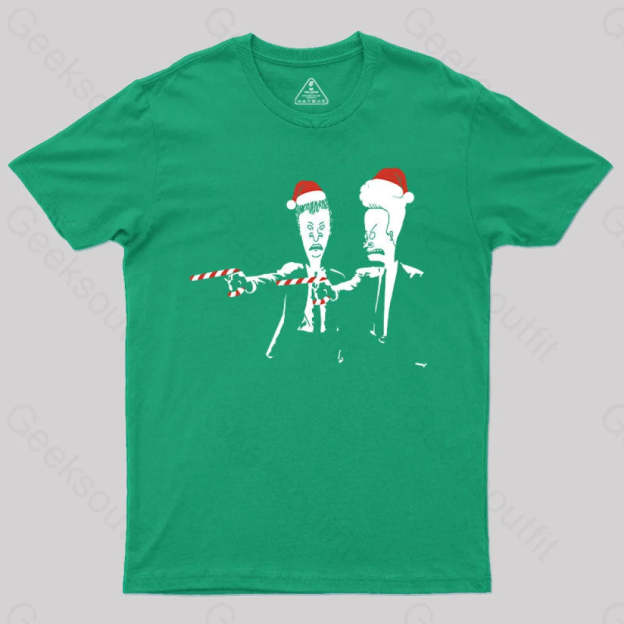 Beavis And Butthead Pulp Fiction Merry Christmas T-Shirt Green / S Yc
