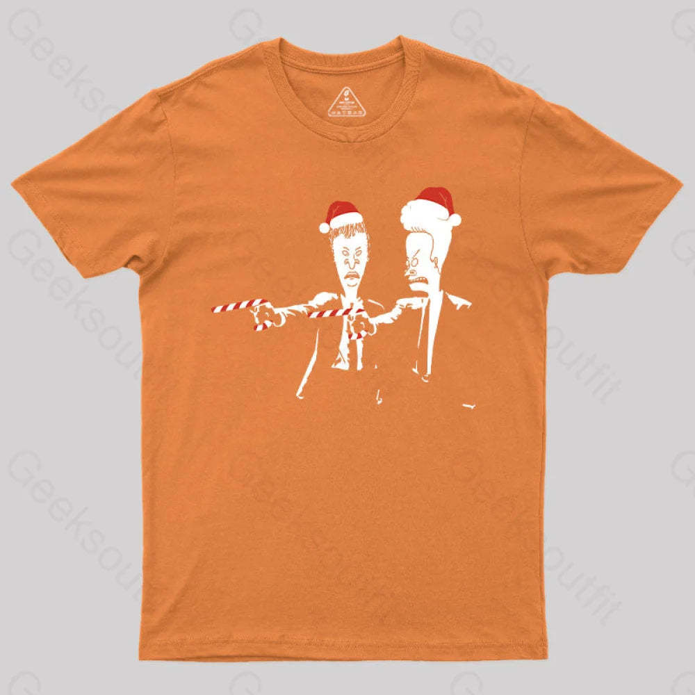 Beavis And Butthead Pulp Fiction Merry Christmas T-Shirt Orange / S Yc