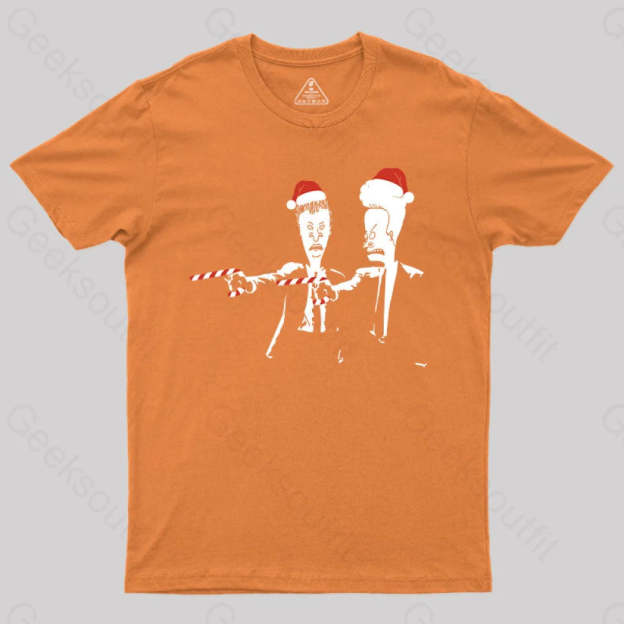 Beavis And Butthead Pulp Fiction Merry Christmas T-Shirt Orange / S Yc