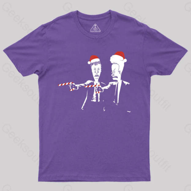 Beavis And Butthead Pulp Fiction Merry Christmas T-Shirt Purple / S Yc