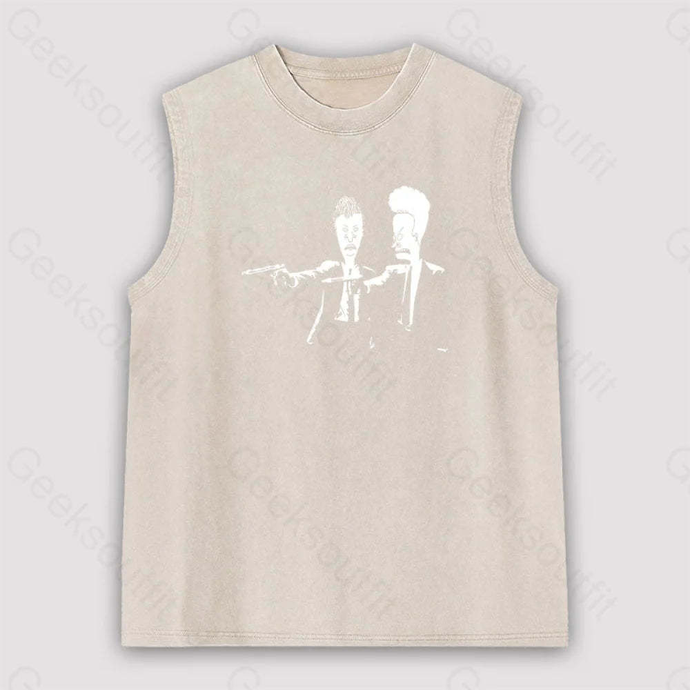 Beavis And Butthead Pulp Fiction Unisex Washed Tank Apricot / S