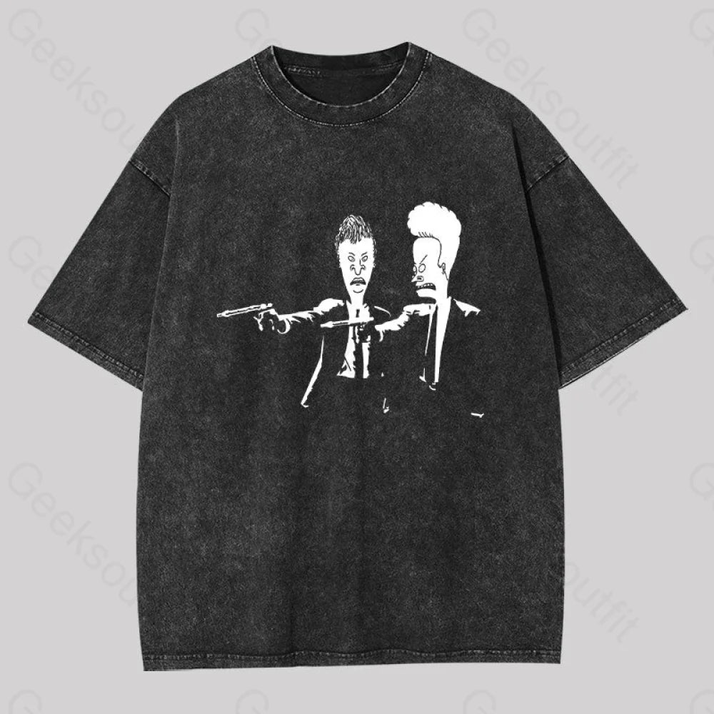 Beavis And Butthead Pulp Fiction Washed T-Shirt Black / S