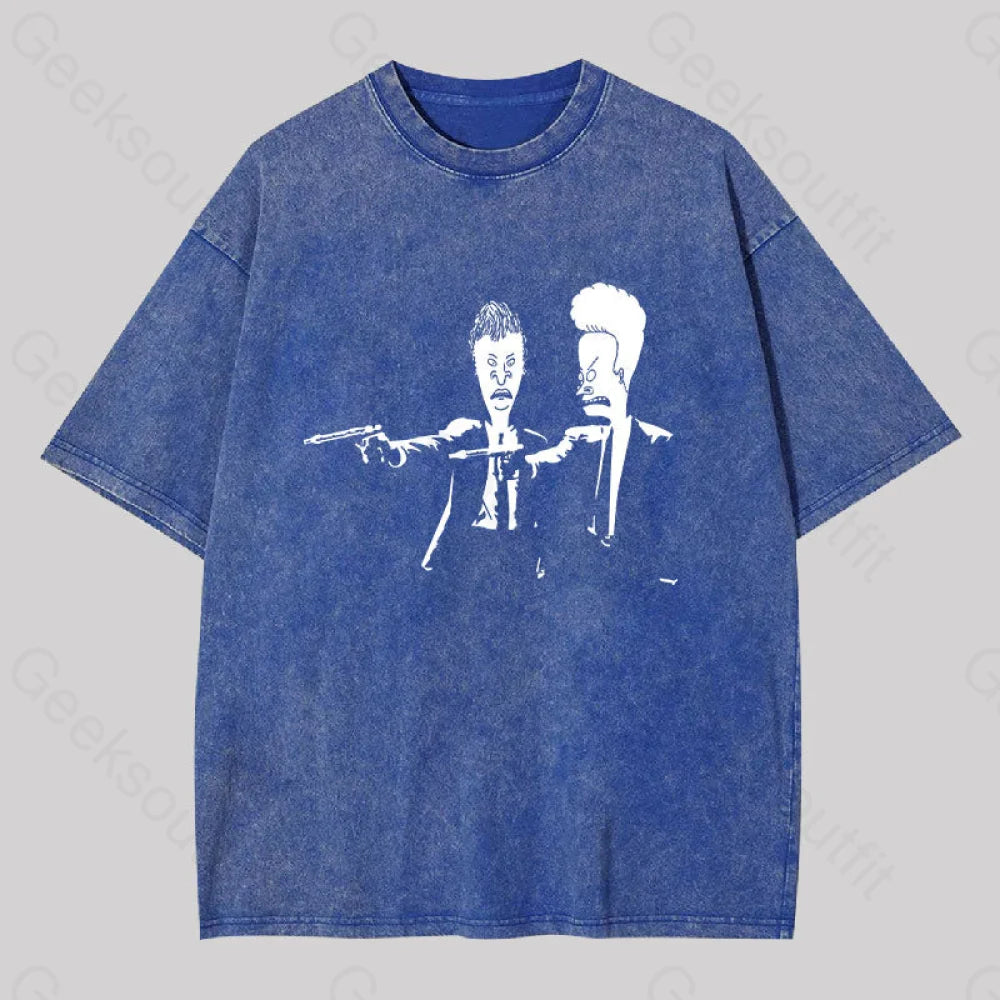 Beavis And Butthead Pulp Fiction Washed T-Shirt Blue / S