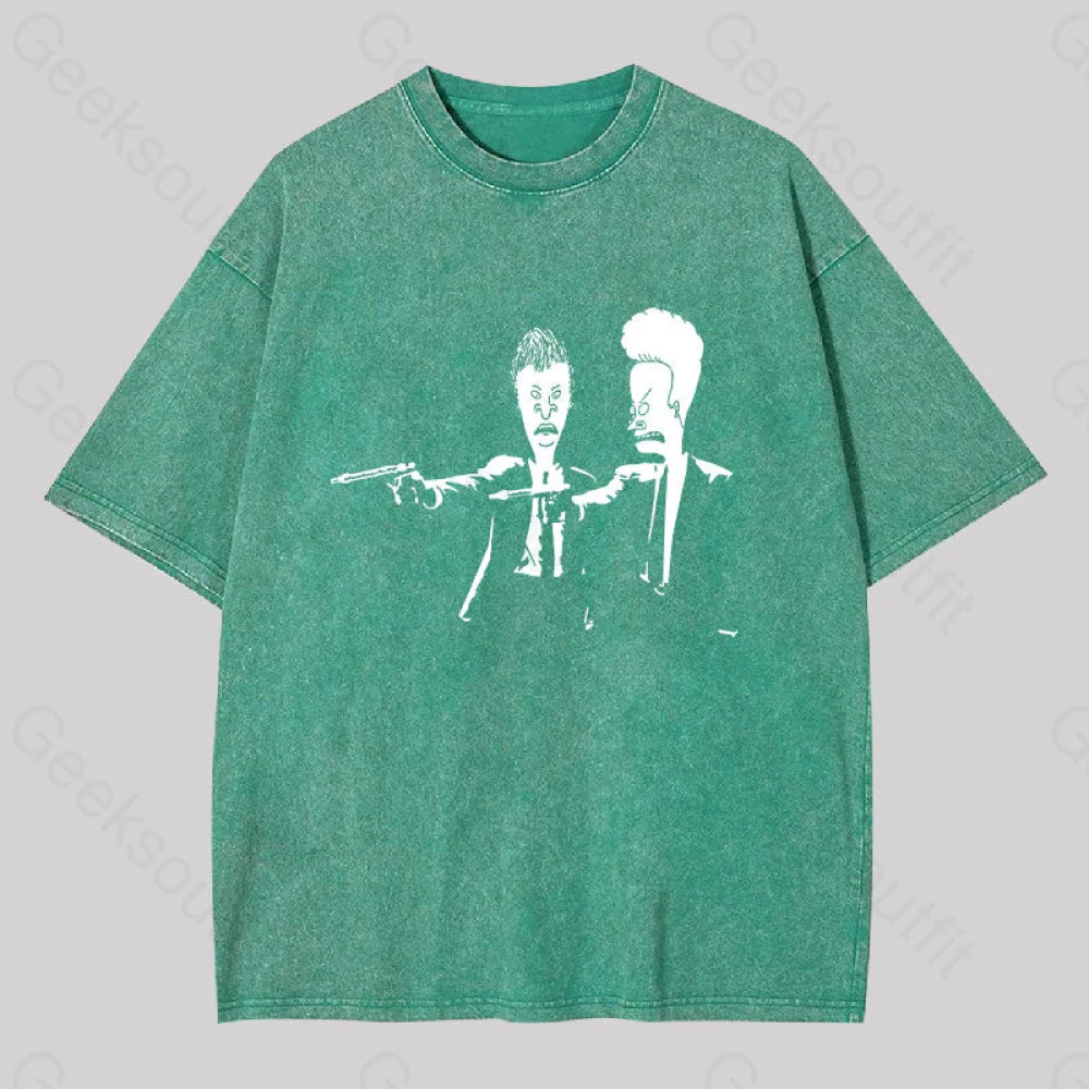 Beavis And Butthead Pulp Fiction Washed T-Shirt Grass Green / S