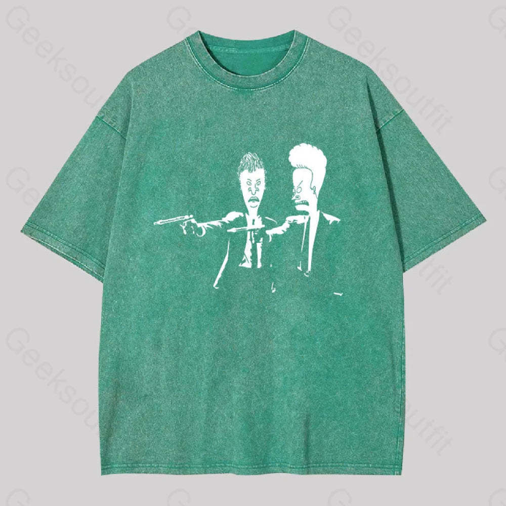 Beavis And Butthead Pulp Fiction Washed T-Shirt Grass Green / S
