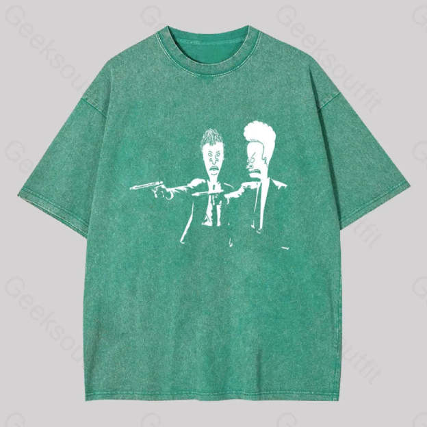 Beavis And Butthead Pulp Fiction Washed T-Shirt Grass Green / S