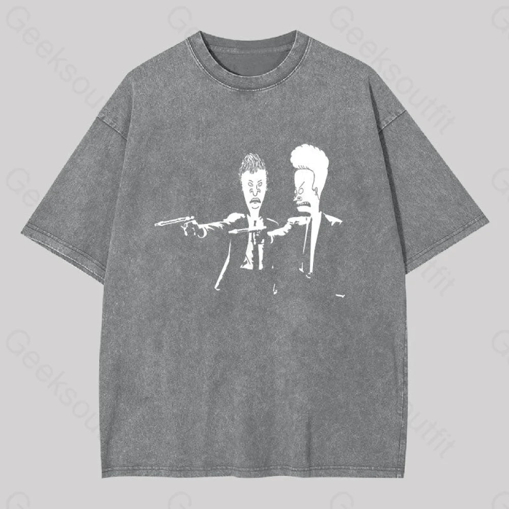 Beavis And Butthead Pulp Fiction Washed T-Shirt Grey / S