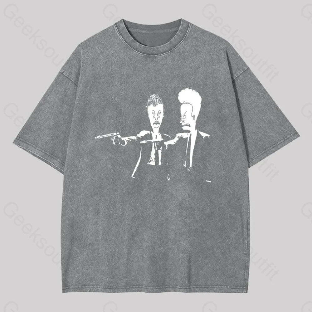 Beavis And Butthead Pulp Fiction Washed T-Shirt Grey / S