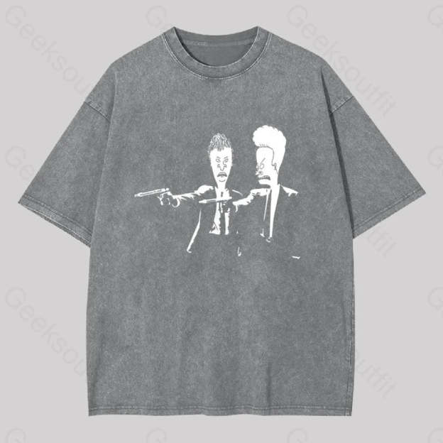 Beavis And Butthead Pulp Fiction Washed T-Shirt Grey / S