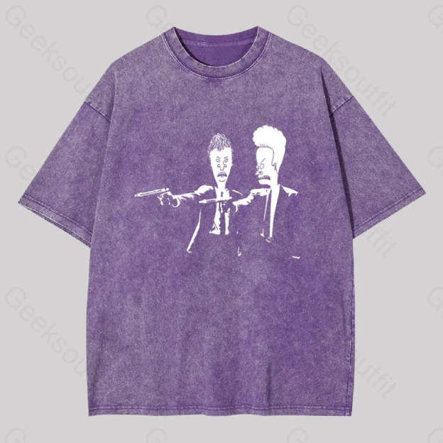 Beavis And Butthead Pulp Fiction Washed T-Shirt Purple / S