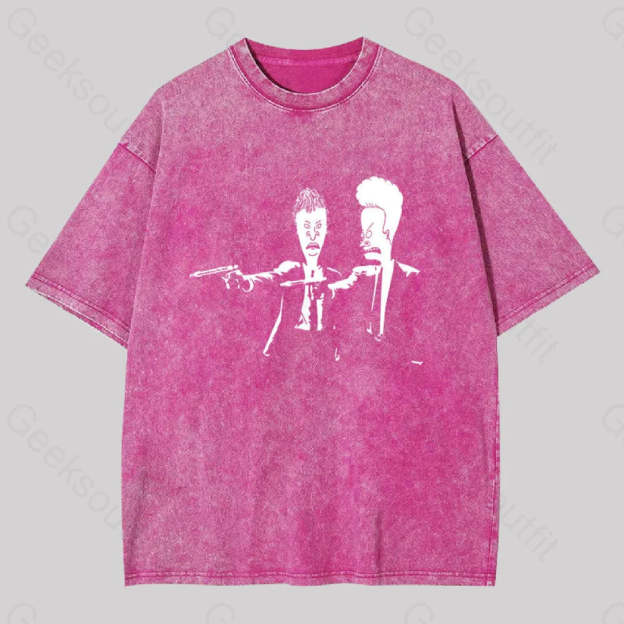 Beavis And Butthead Pulp Fiction Washed T-Shirt Rose Red / S