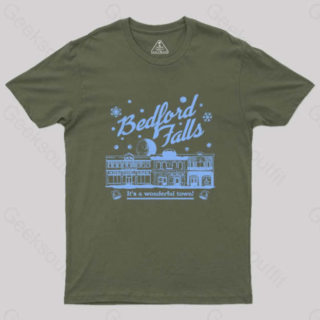 Bedford Falls Is Wonderful! Geek T-Shirt Army Green / S