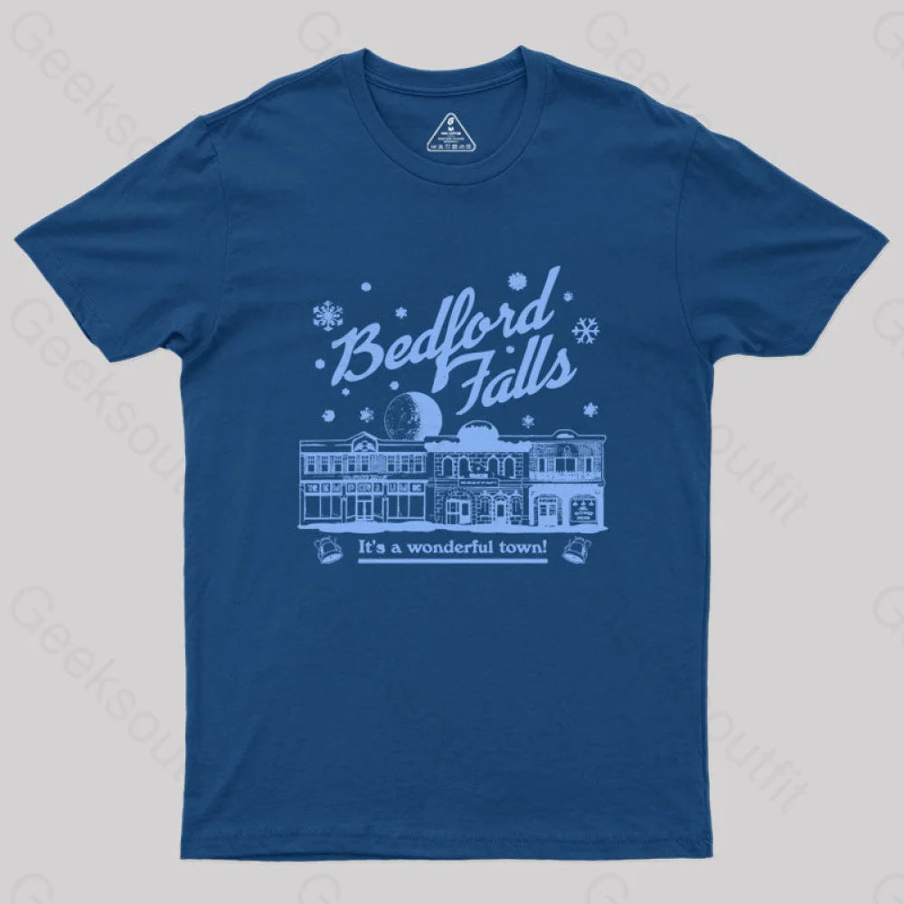 Bedford Falls Is Wonderful! Geek T-Shirt Navy / S