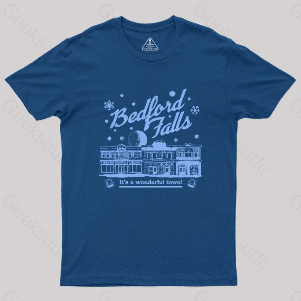 Bedford Falls Is Wonderful! Geek T-Shirt Navy / S