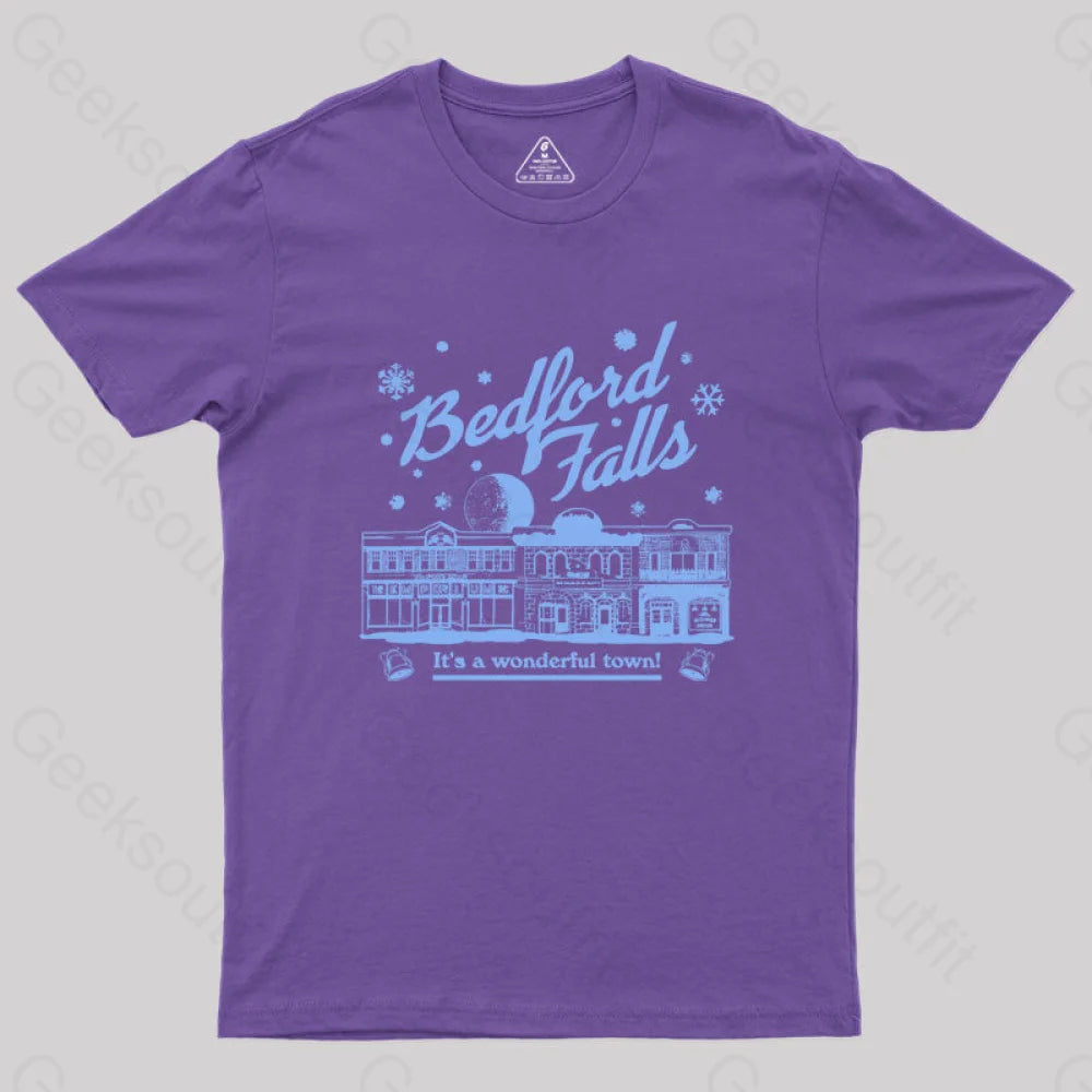 Bedford Falls Is Wonderful! Geek T-Shirt Purple / S