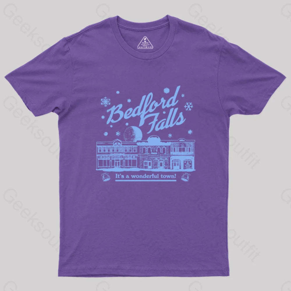 Bedford Falls Is Wonderful! Geek T-Shirt Purple / S