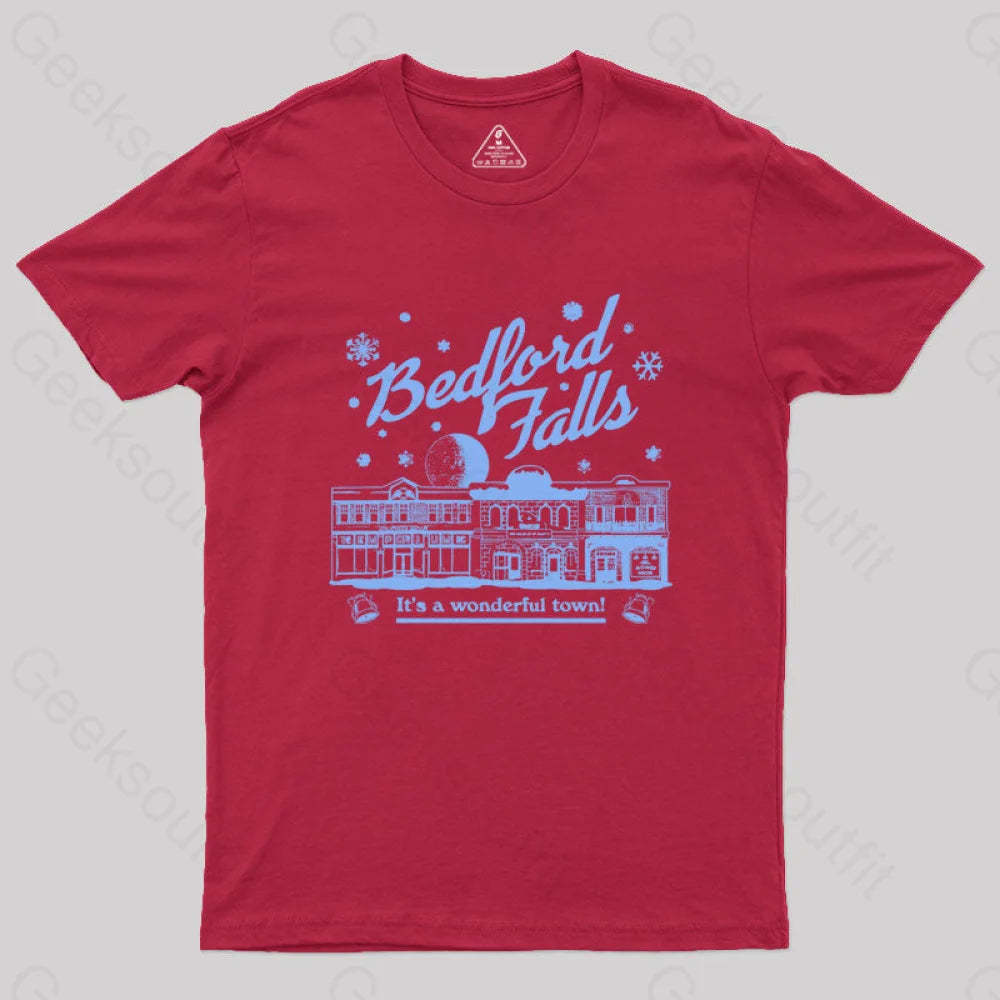 Bedford Falls Is Wonderful! Geek T-Shirt Red / S