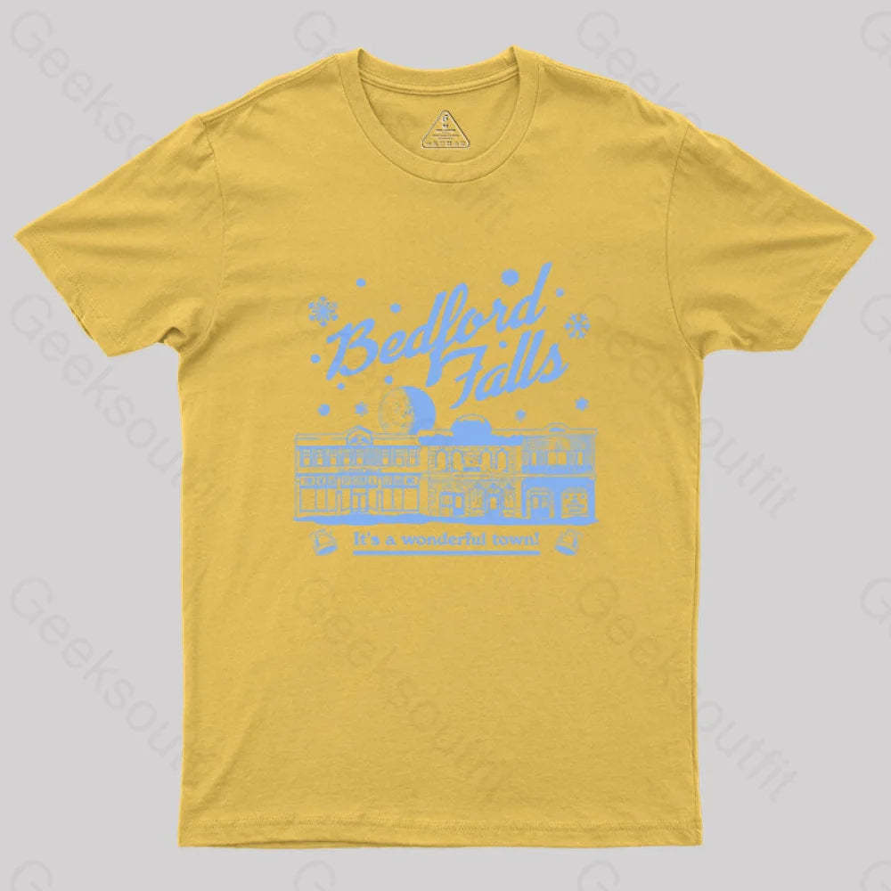 Bedford Falls Is Wonderful! Geek T-Shirt Yellow / S