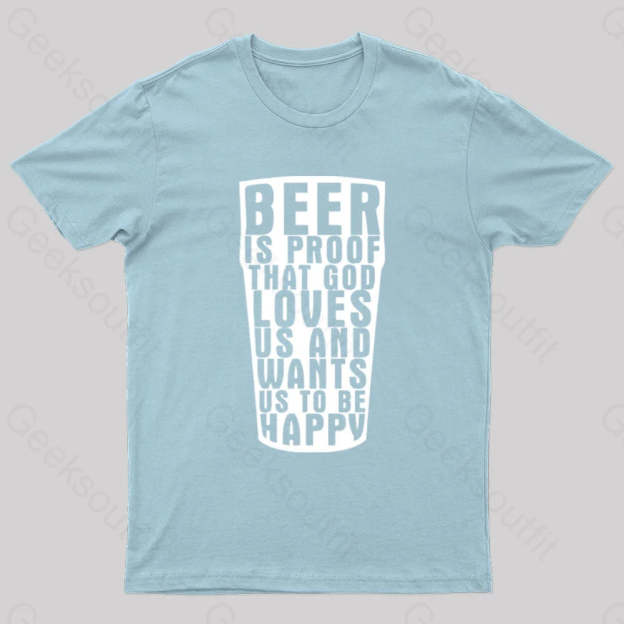 Benjamin Franklin Beer Quote Geek T-Shirt Light Blue / S
