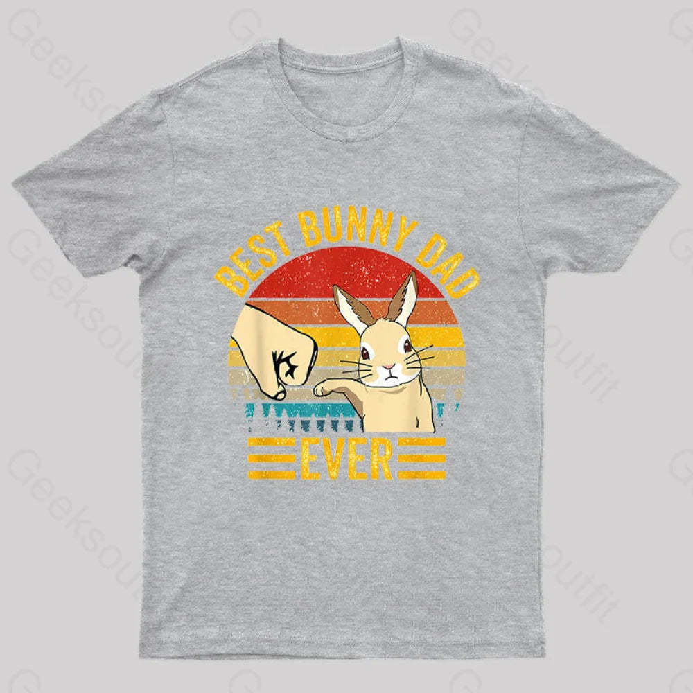 Best Bunny Dad Ever Geek T-Shirt Grey / S