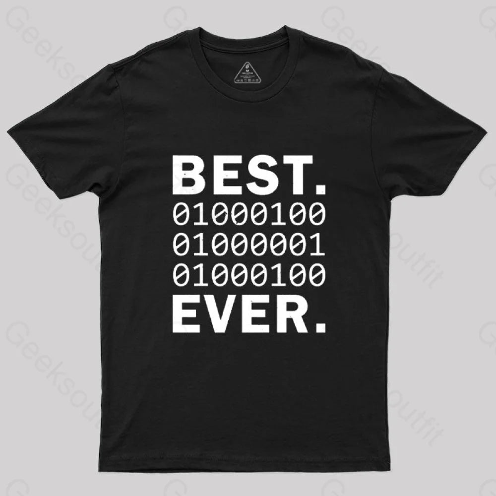 Best Dad Ever In Binary Code T-Shirt Black / S
