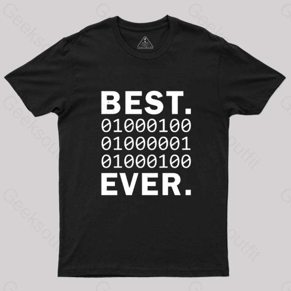 Best Dad Ever In Binary Code T-Shirt Black / S