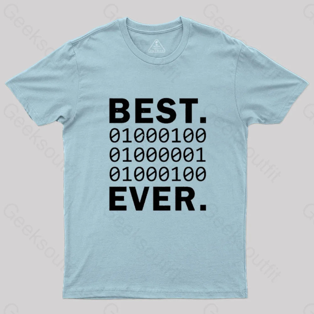 Best Dad Ever In Binary Code T-Shirt Light Blue / S