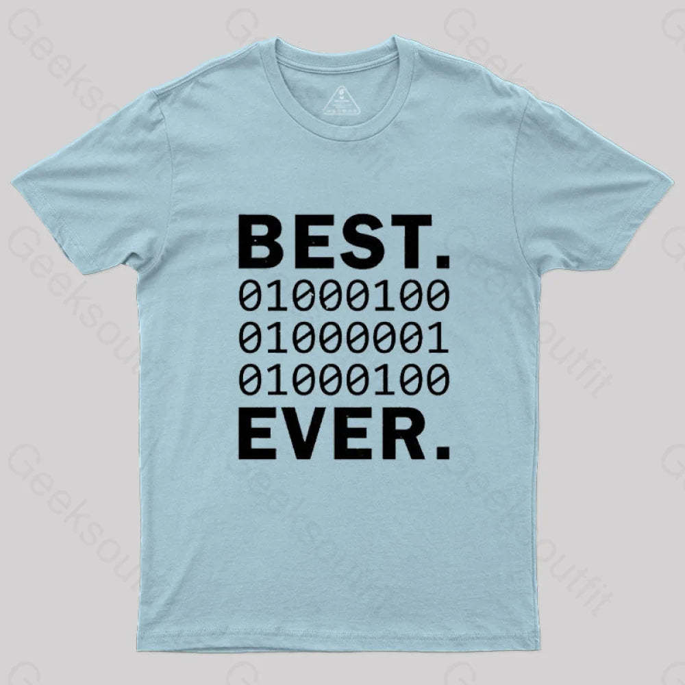 Best Dad Ever In Binary Code T-Shirt Light Blue / S