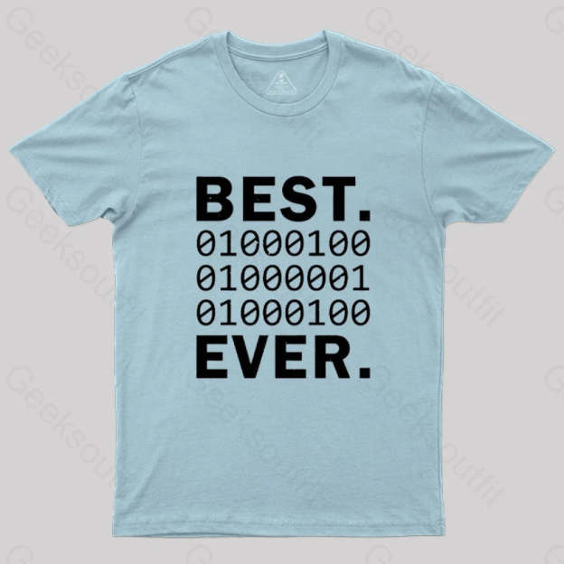 Best Dad Ever In Binary Code T-Shirt Light Blue / S