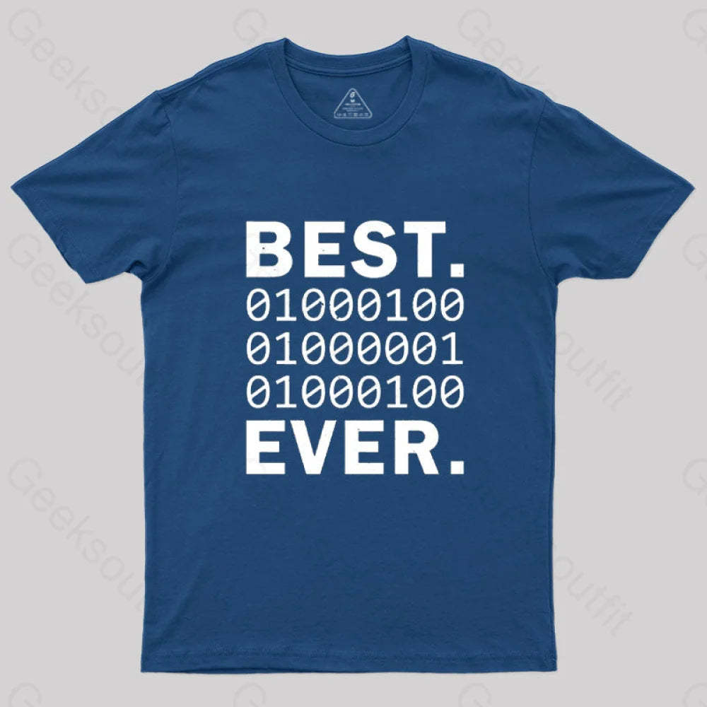Best Dad Ever In Binary Code T-Shirt Navy / S