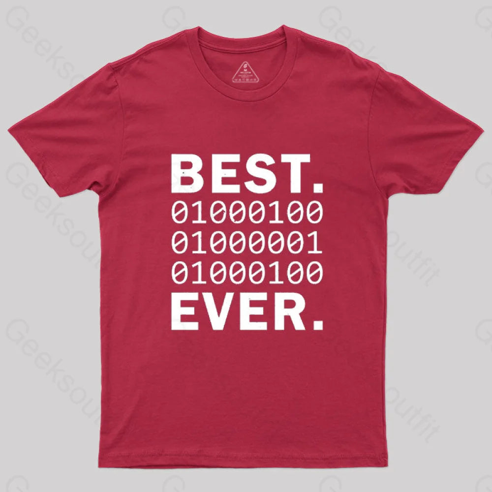 Best Dad Ever In Binary Code T-Shirt Red / S