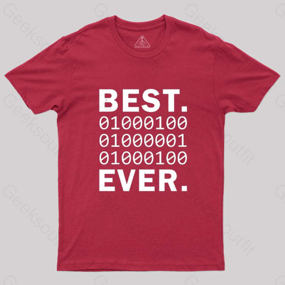 Best Dad Ever In Binary Code T-Shirt Red / S