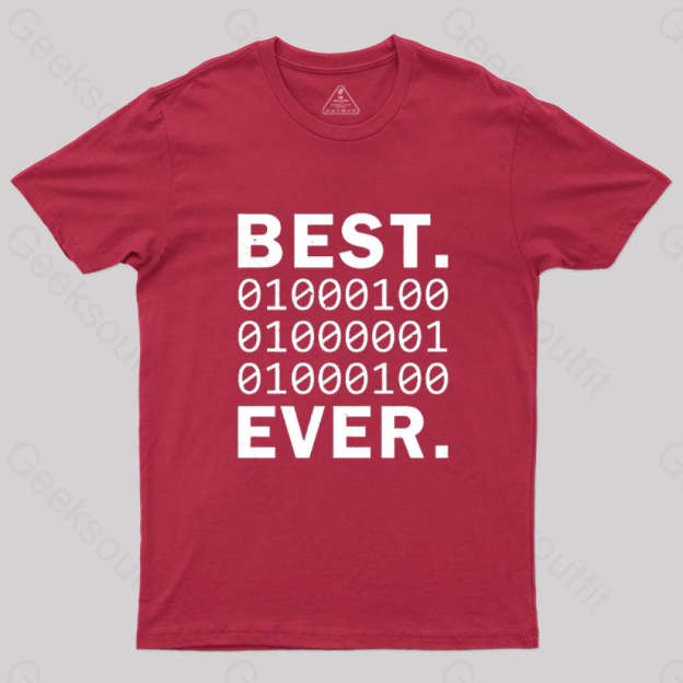 Best Dad Ever In Binary Code T-Shirt Red / S