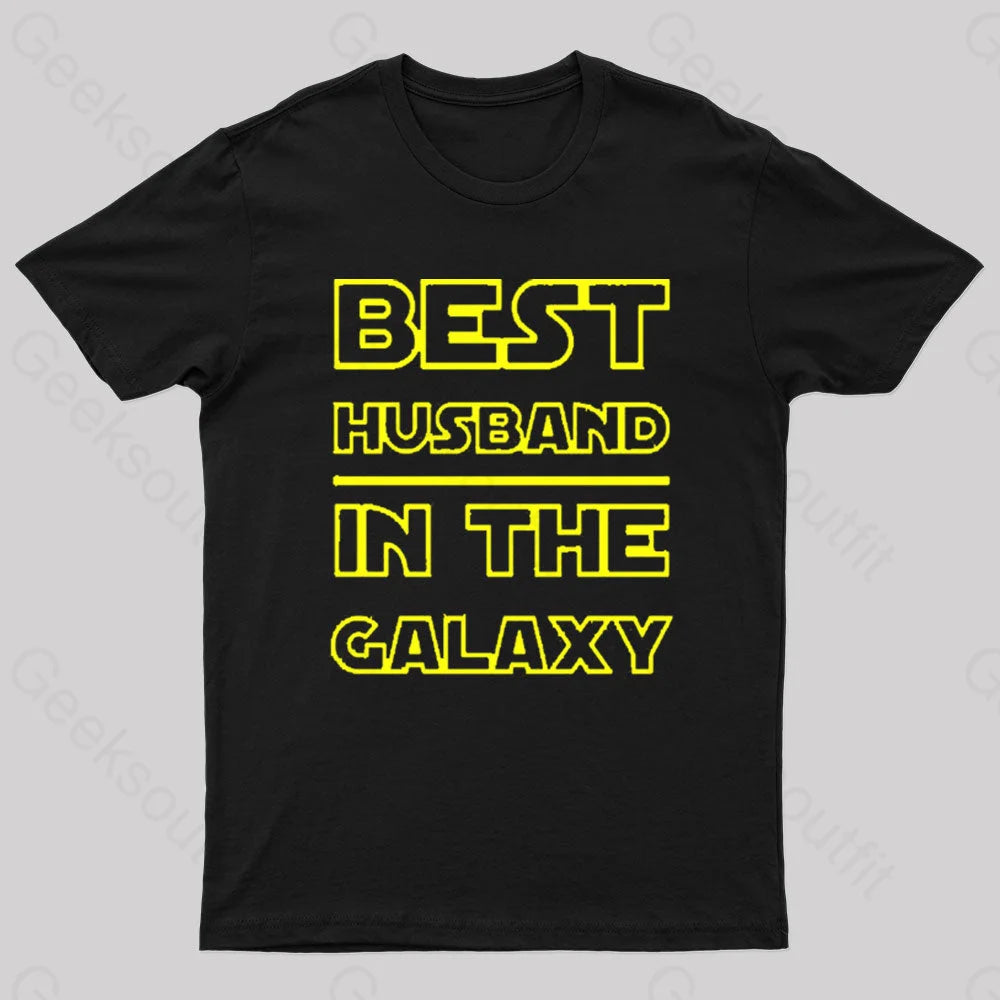 Best Husband In The Galaxy Nerd T-Shirt Black / S