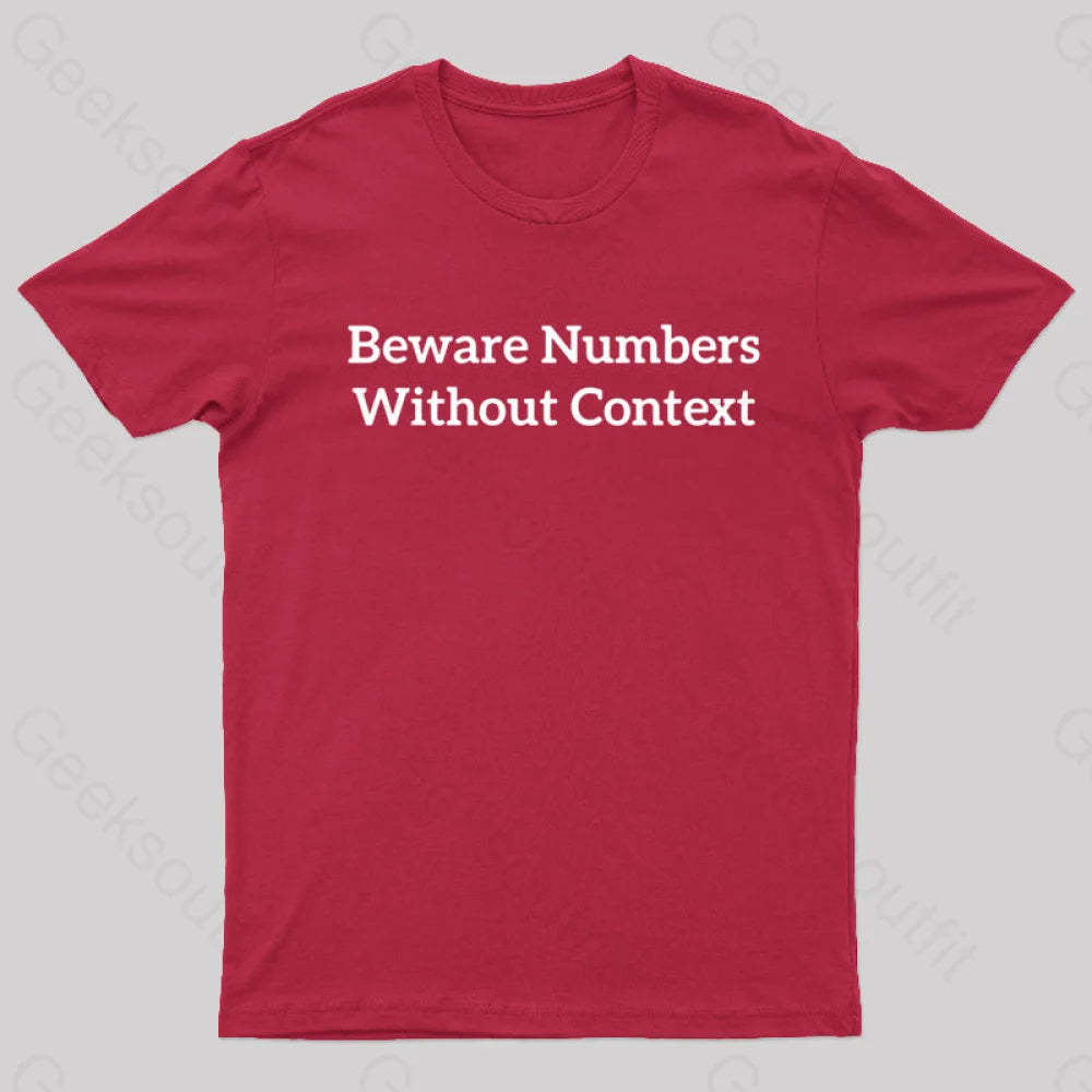 Beware Numbers Nerd T-Shirt Red / S