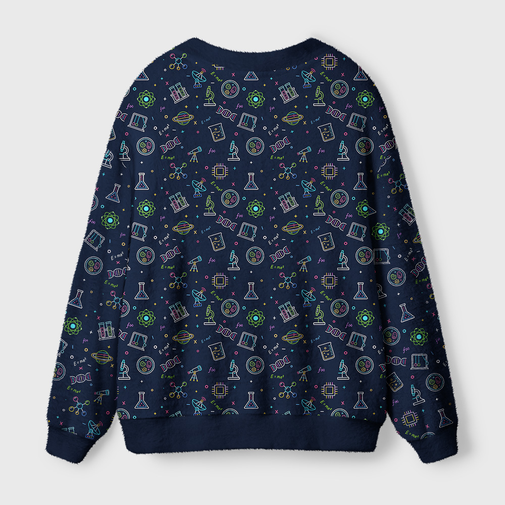 Nerdy Science Classroom Fabric Geek Ugly Cardigan Sweaters