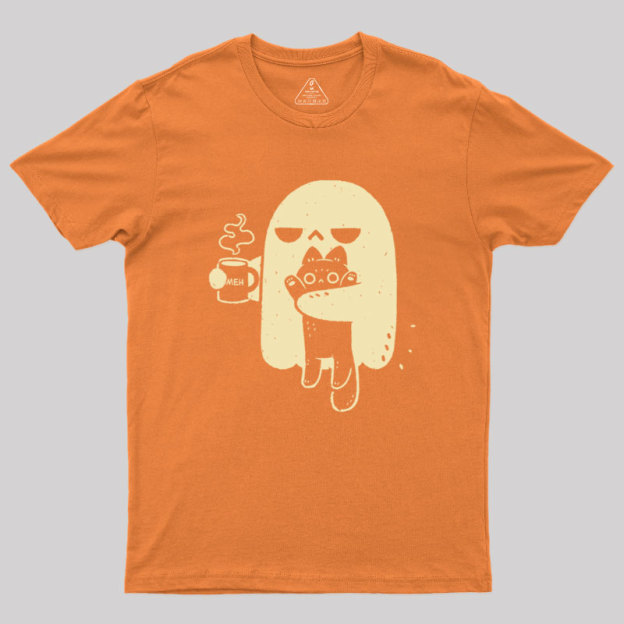 Cute Ghost Holding Cat Geek T-Shirt