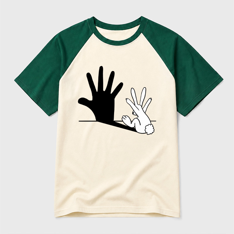 Rabbit Hand Shadow Funny Geek Retro Raglan T-Shirt