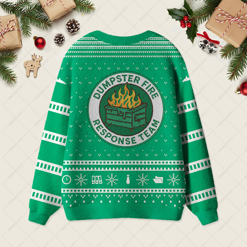 Dumpster Fire Response Team Geek Ugly Cardigan Sweaters 