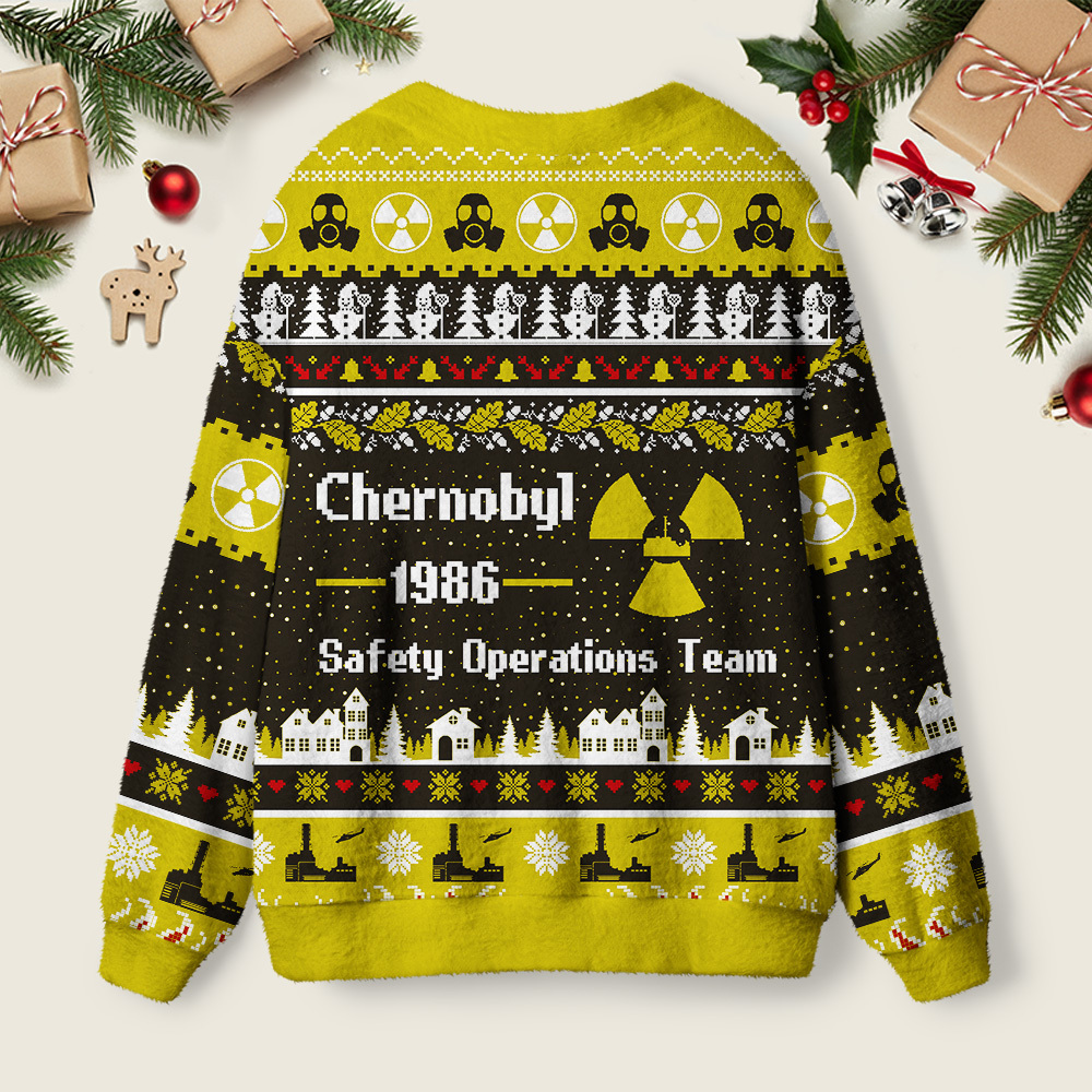 Chernobyl 1986 Yellow Geek Ugly Cardigan Sweaters