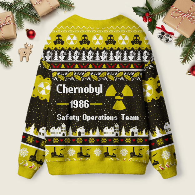 Chernobyl 1986 Yellow Geek Ugly Cardigan Sweaters