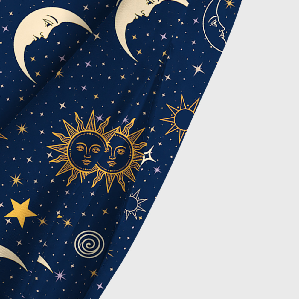 Face Sun & Crescent Moon Starry Night Geek Tiered Cami Maxi Dress