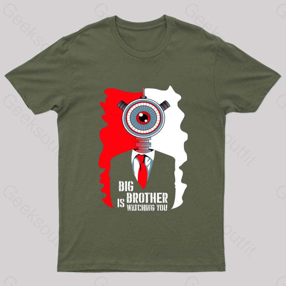 Big Brother Is Watching You Nerd T-Shirt Army Green / S