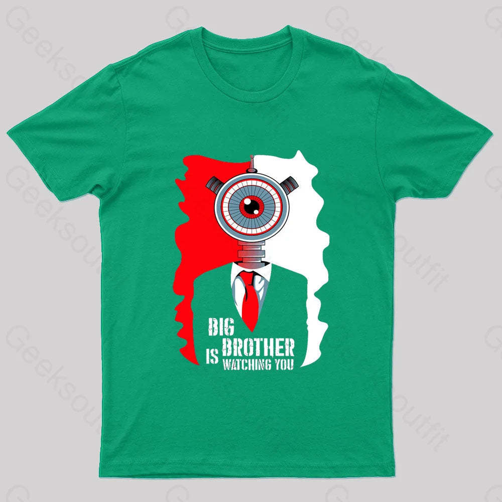 Big Brother Is Watching You Nerd T-Shirt Green / S