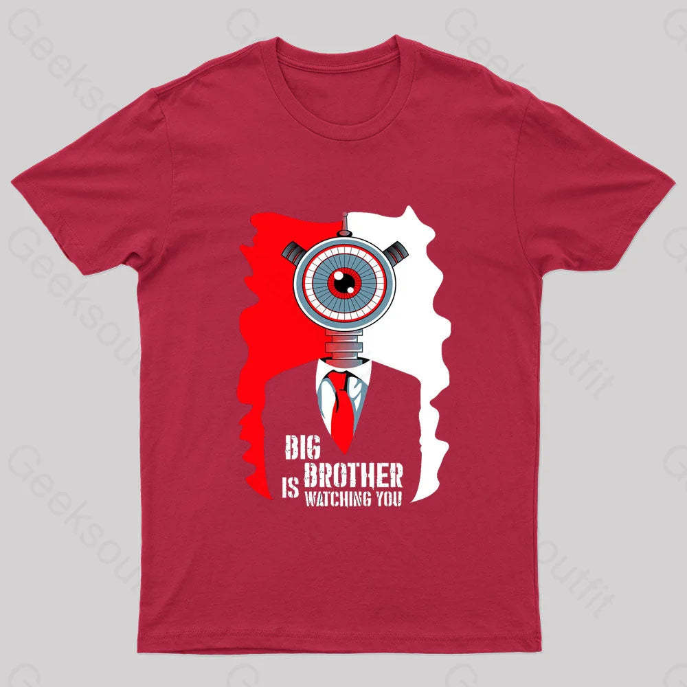 Big Brother Is Watching You Nerd T-Shirt Red / S