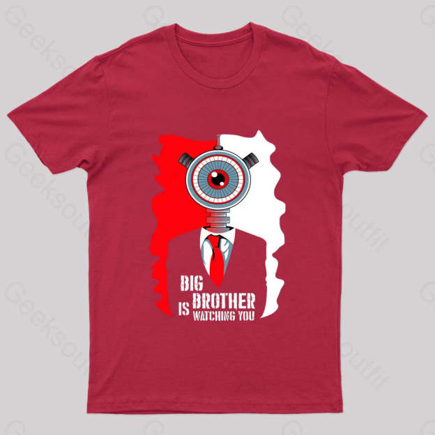 Big Brother Is Watching You Nerd T-Shirt Red / S