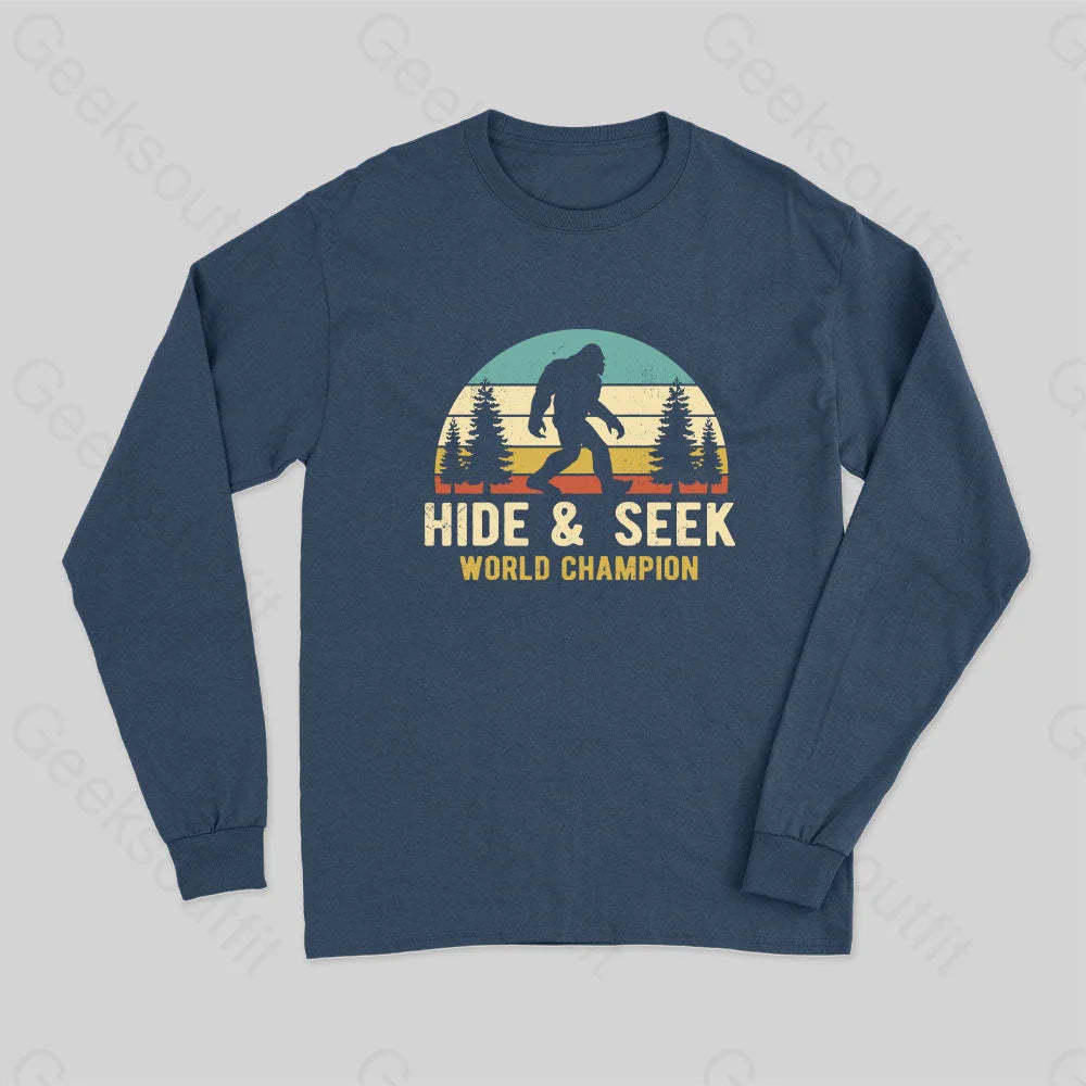 Bigfoot - Hide And Seek World Champion Long Sleeve T-Shirt Navy / S